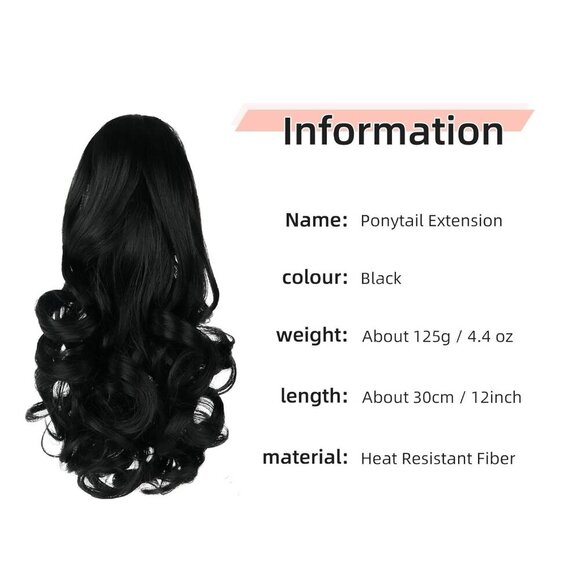 Clip on Ponytail Extension Curly Wavy Synthetic 12\